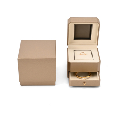 FANXI Custom Golden Paper Microfiber Double Ring Box