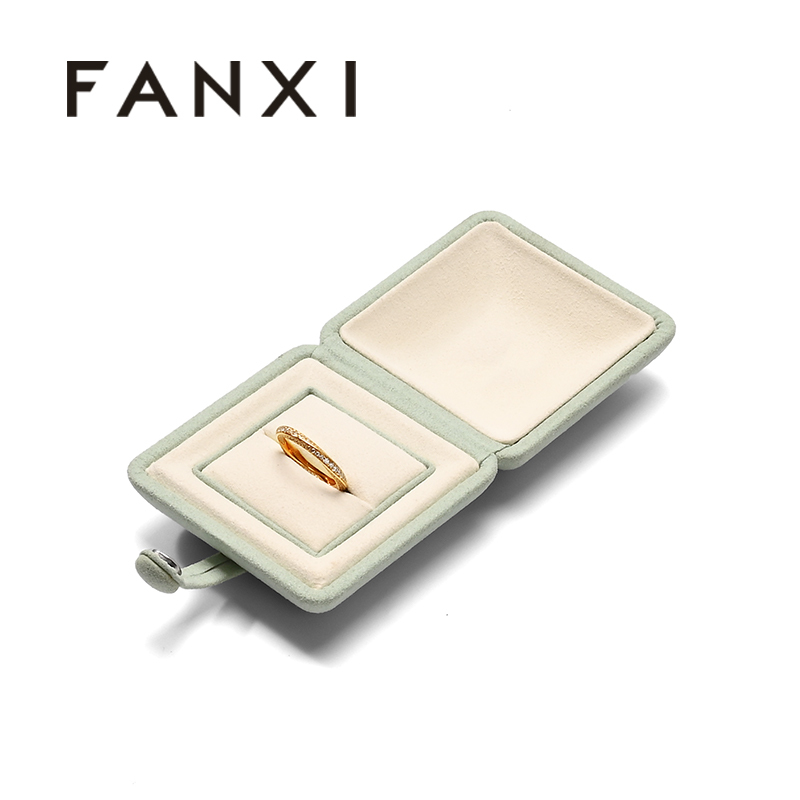 FANXI Custom Green Microfiber Ring Box