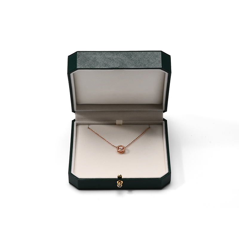 FANXI Custom Green PU Leather Velvet Pendant Box