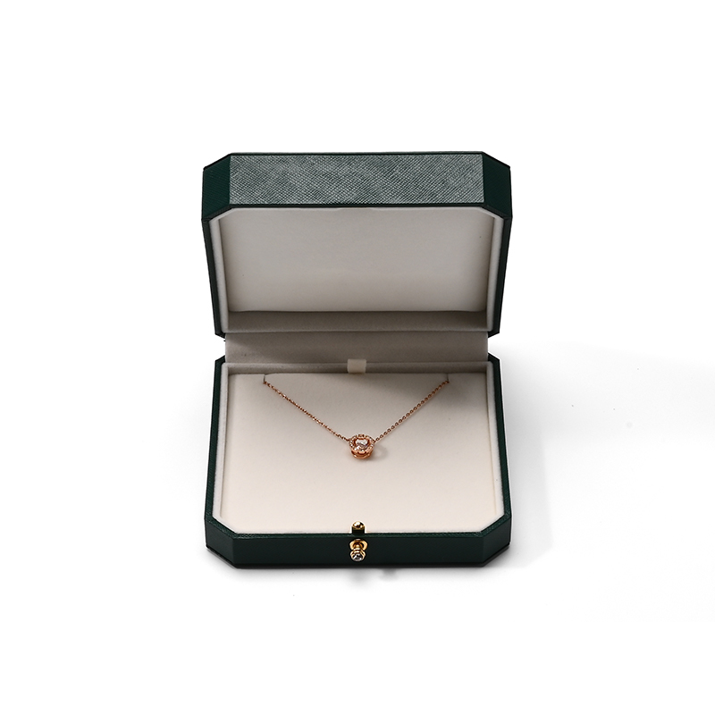 FANXI Custom Green PU Leather Velvet Pendant Box
