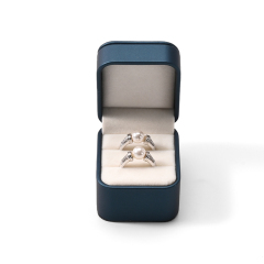 FANXI Custom Blue PU Leather Velvet Ring Box