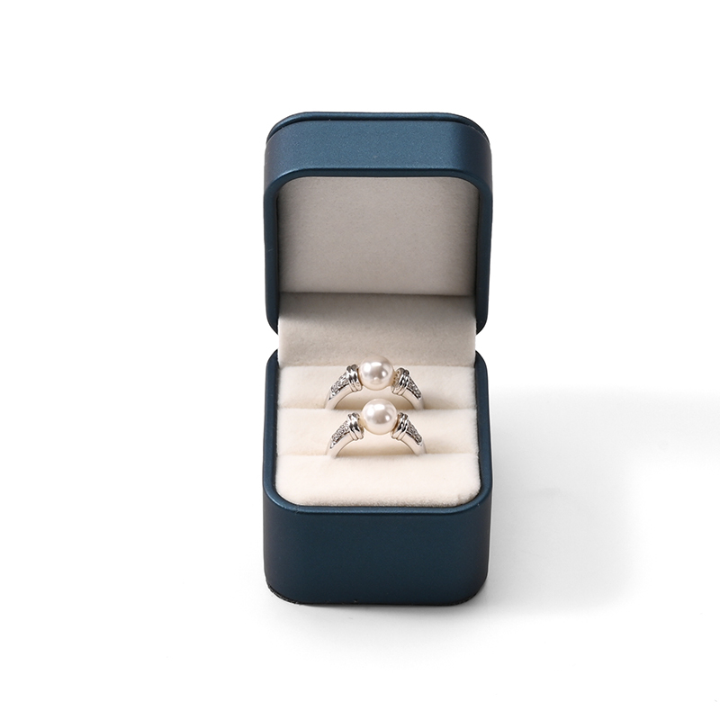 FANXI Custom Blue PU Leather Velvet Ring Box