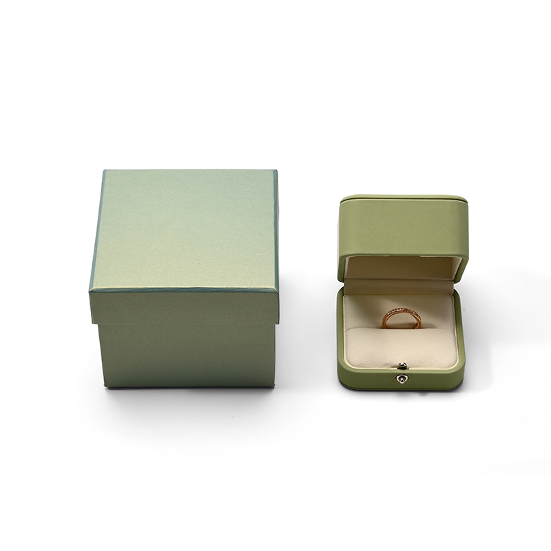 FANXI Custom Green PU Leather Microfiber Ring Box