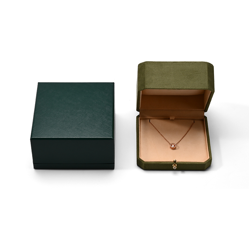 FANXI Custom Green PU Leather Velvet Pendant Box