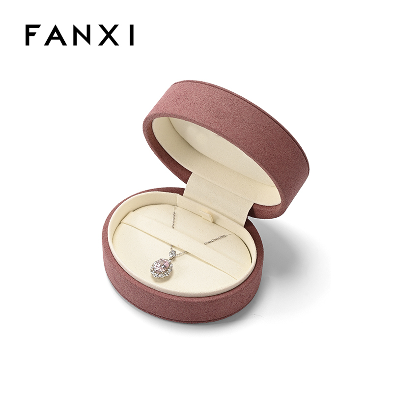 FANXI Custom Dusty Pink Microfiber Necklace Box