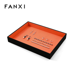 FANXI Custom Orange PU Leather Velvet Jewelry Dish