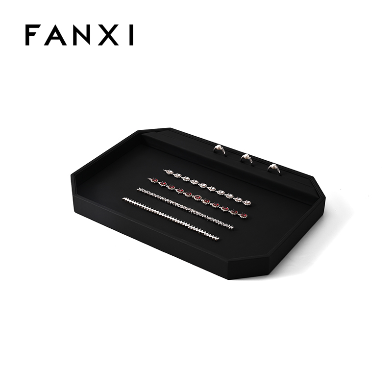 FANXI Custom Black PU Leather Jewelry Tray