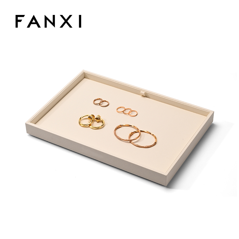 FANXI Custom Beige PU Leather Jewelry Tray
