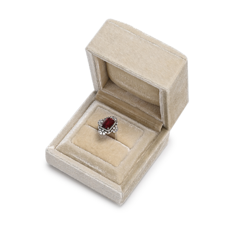 FANXI Custom Beige Velvet Paper Ring Box
