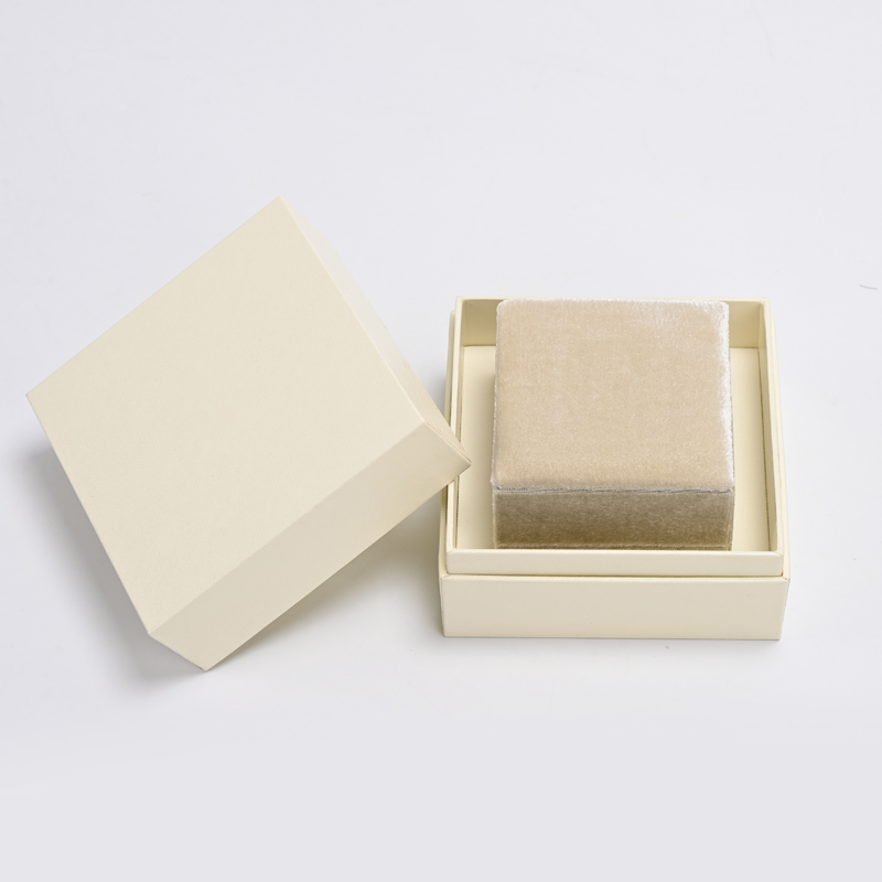 FANXI Custom Beige Velvet Paper Ring Box