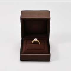 FANXI Custom Brown PU Leather Microfiber Ring Box