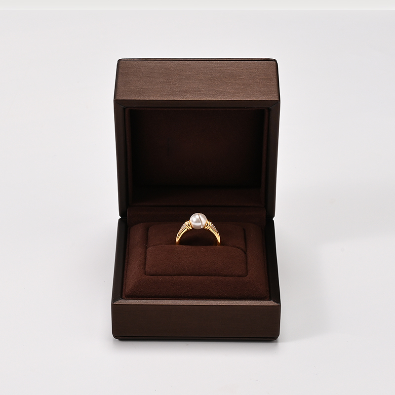 FANXI Custom Brown PU Leather Microfiber Ring Box