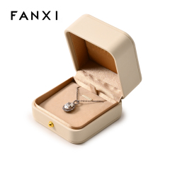 FANXI Custom Beige PU Leather Velvet Jewelry Box