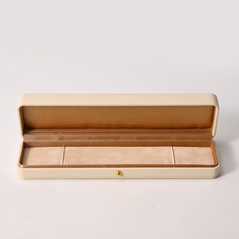 FANXI Custom Beige PU Leather Velvet Bracelet Box