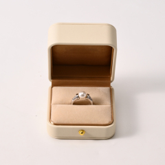 FANXI Custom Beige PU Leather Velvet Jewelry Box