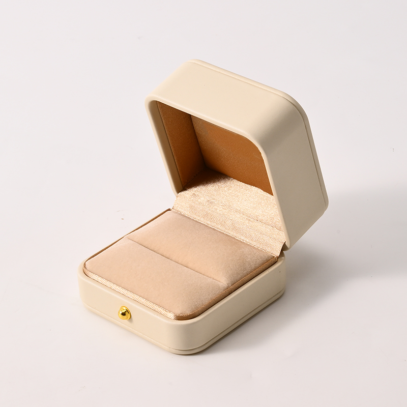 FANXI Custom Beige PU Leather Velvet Jewelry Box