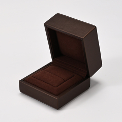FANXI Custom Brown PU Leather Microfiber Ring Box
