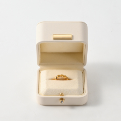 FANXI Custom Beige PU Leather Microfiber Ring Box