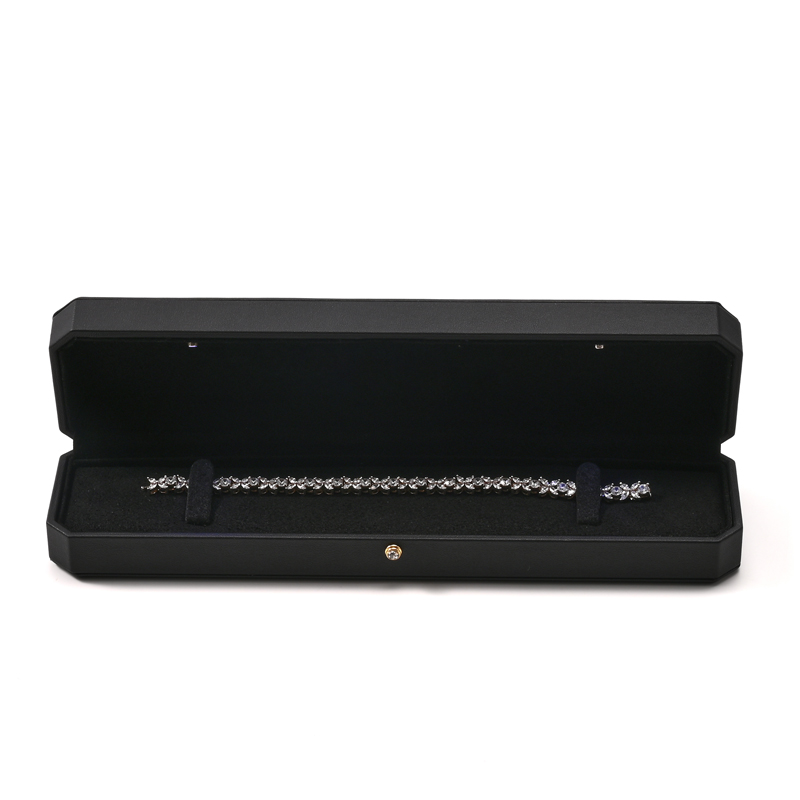FANXI Custom Black PU Leather Microfiber Long Chain Box
