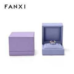 FANXI Custom Purple Microfiber Jewelry Ring Box