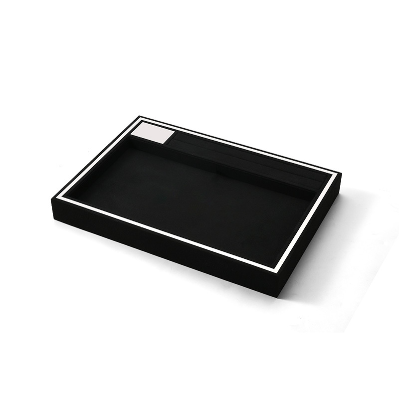 FANXI Custom Black Microfiber Metal Jewelry Tray