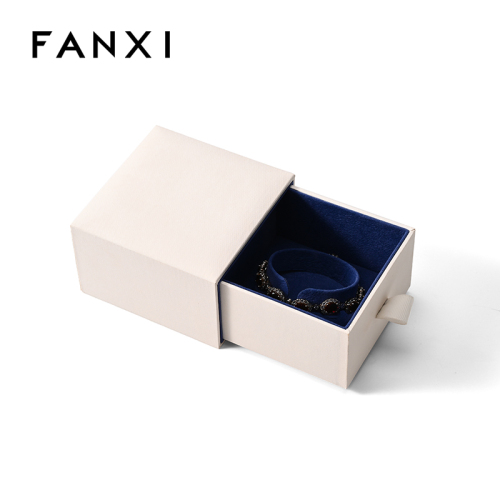 FANXI Custom White Leatherette Paper Velvet Bracelet Box