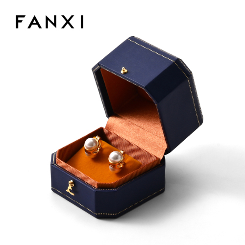 FANXI Custom Blue Paper Velvet Earring Box