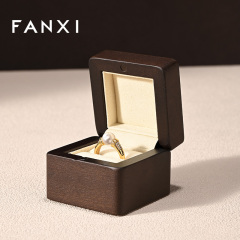 FANXI New Arrival Gray Solid Wood Superfiber Ring Box