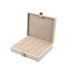 FANXI Custom Beige PU Leather Suede Ring Box