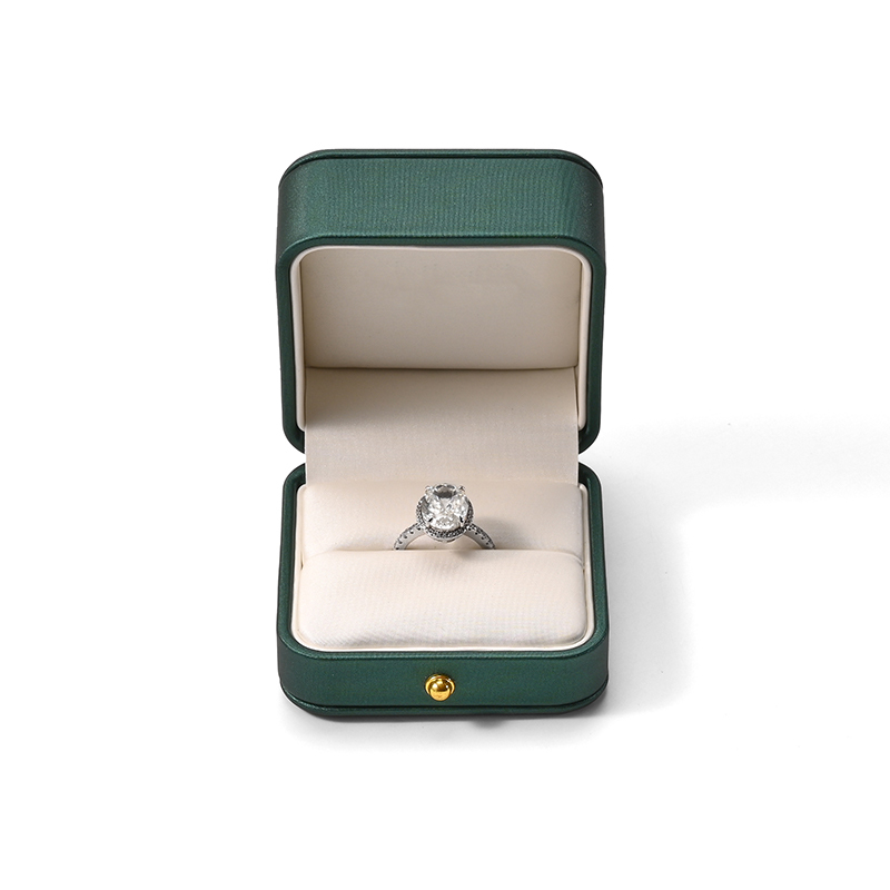 FANXI Custom Green Microfiber PU Leather Ring Box