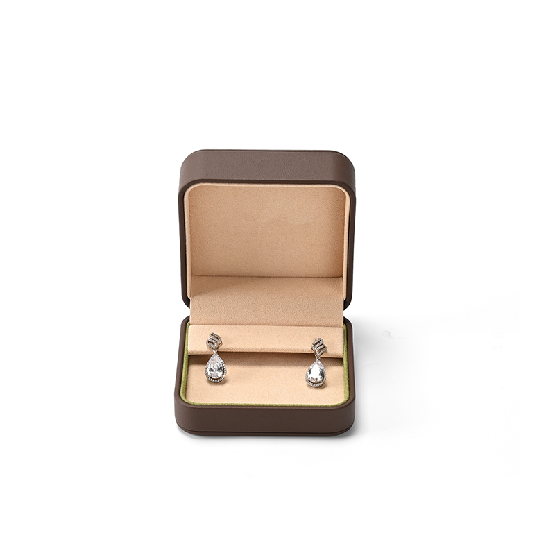 FANXI Custom Brown PU Leather Microfiber Earring Box