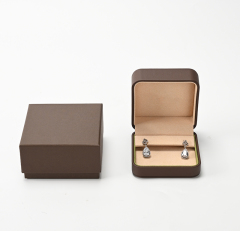 FANXI Custom Brown PU Leather Microfiber Earring Box