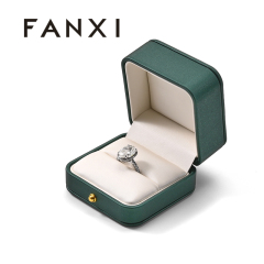 FANXI Custom Green Microfiber PU Leather Ring Box