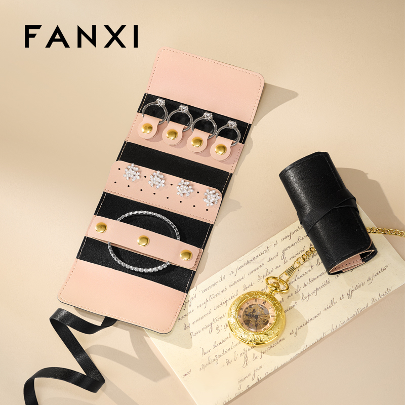 FANXI New Arrival Polychrome PU Leather Jewelry Roll Bag