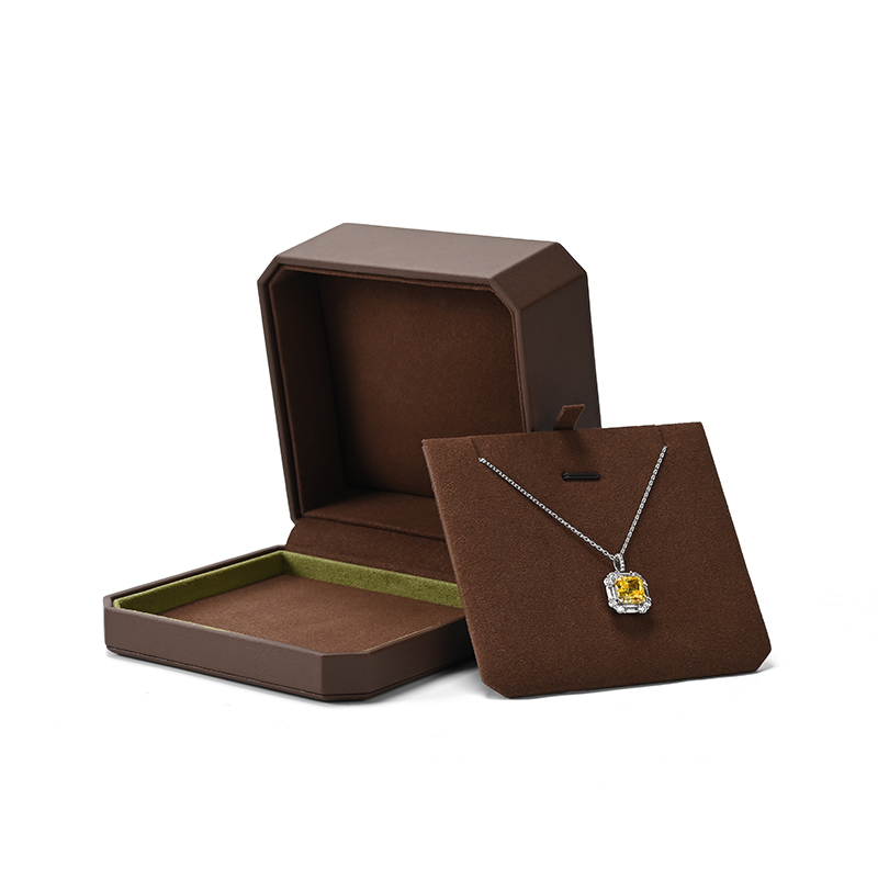 FANXI Custom Brown PU Leather Microfiber Necklace Box