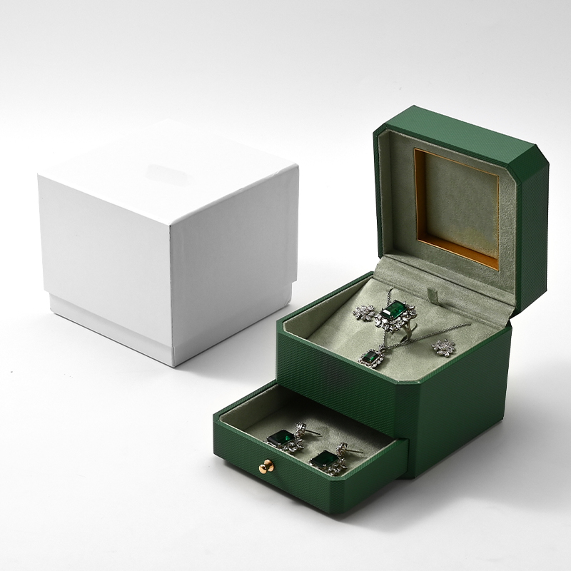 FANXI Custom Green Art Paper Suede Jewelry Box