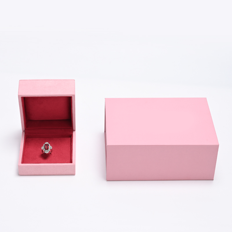 FANXI Custom Pink Suede Ring Box