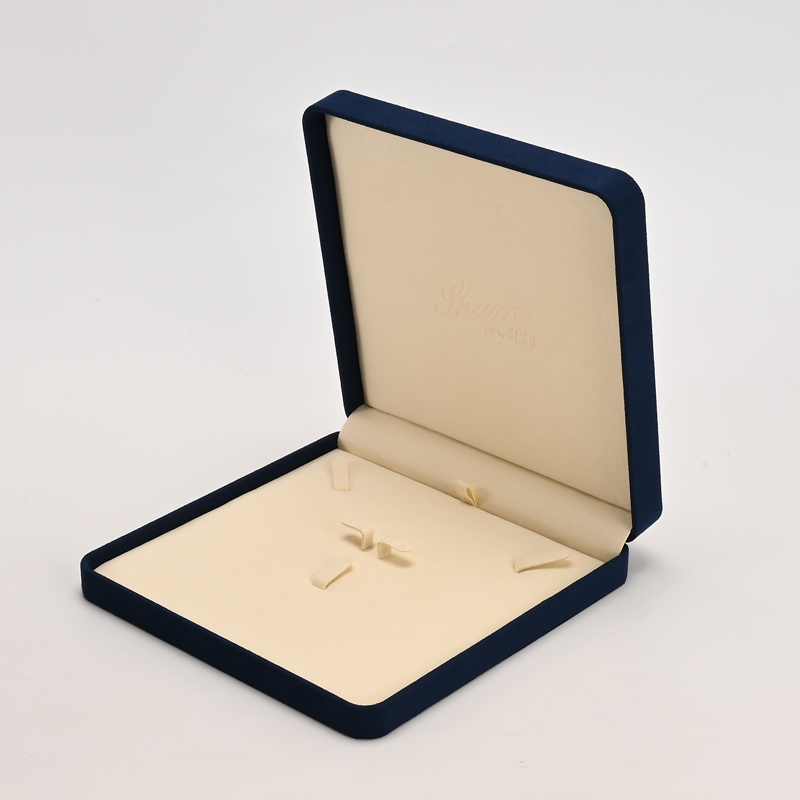 FANXI Custom Dark Blue Microfiber Jewelry Set Box