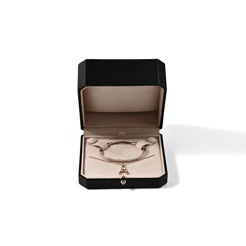 FANXI Custom Black Leatheretter Paper Suede Bracelet Box