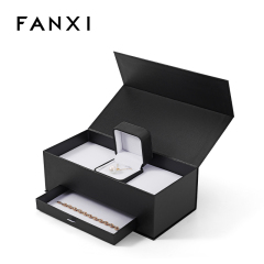 FANXI Custom Black Velvet Art Paper Magnetic Jewelry Box
