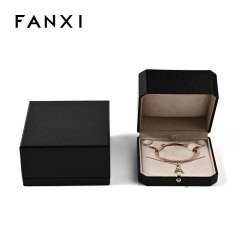FANXI Custom Black Leatheretter Paper Suede Bracelet Box