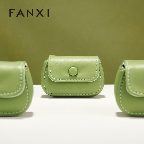 FANXI New-arrival Green Black PU Leahter Ring Storage Bag