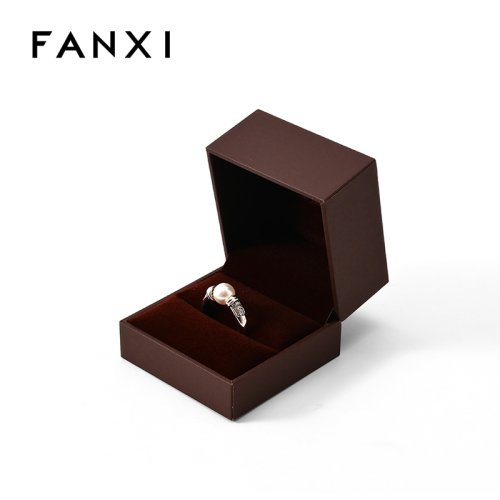 FANXI Custom Red Leatherette Paper Velvet Ring Box