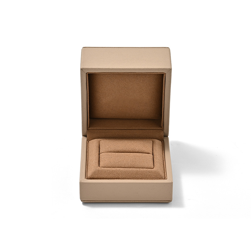 FANXI Custom Coffee Color PU Leather Microfiber Ring Box