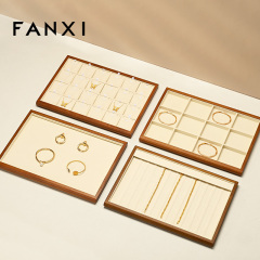 FANXI Wholesale Gray Solid Wood Jewelry Display Tray