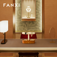 FANXI factory black beige Wooden Microfiber fashion jewelry holder