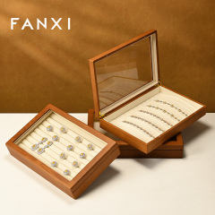 FANXI Wholesale Gray Solid Wood Jewelry Display Case
