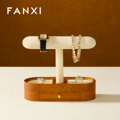 FANXI factory black beige Wooden Microfiber fashion jewelry holder