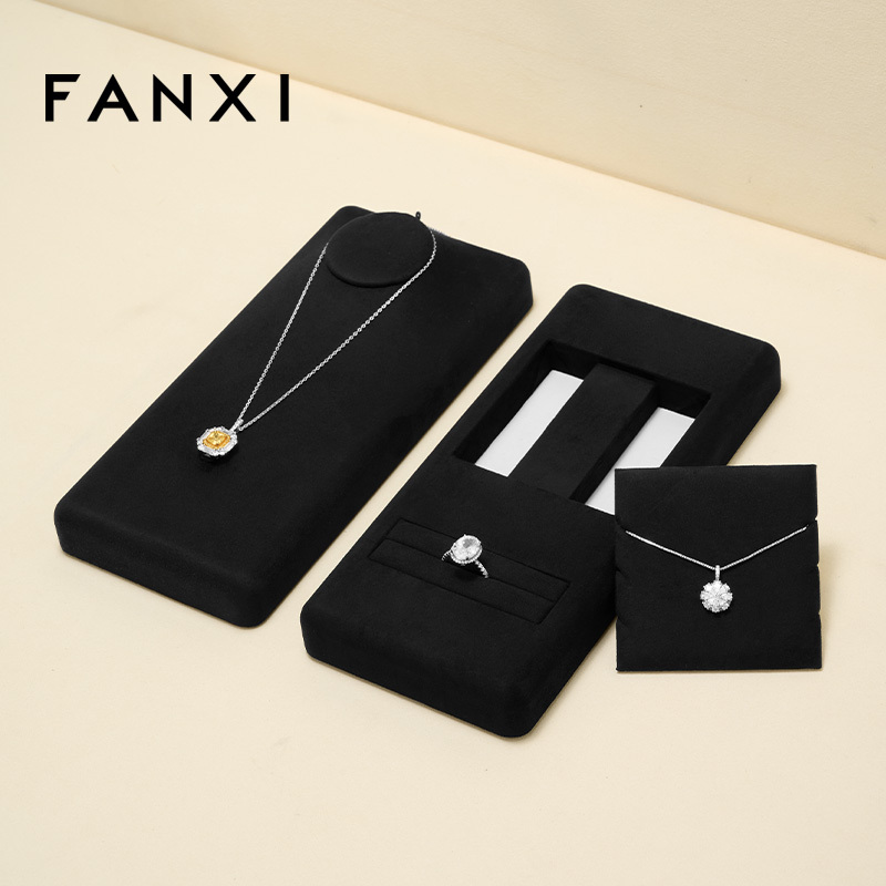 New design black microfiber jewelry display set for ring pendant bangle