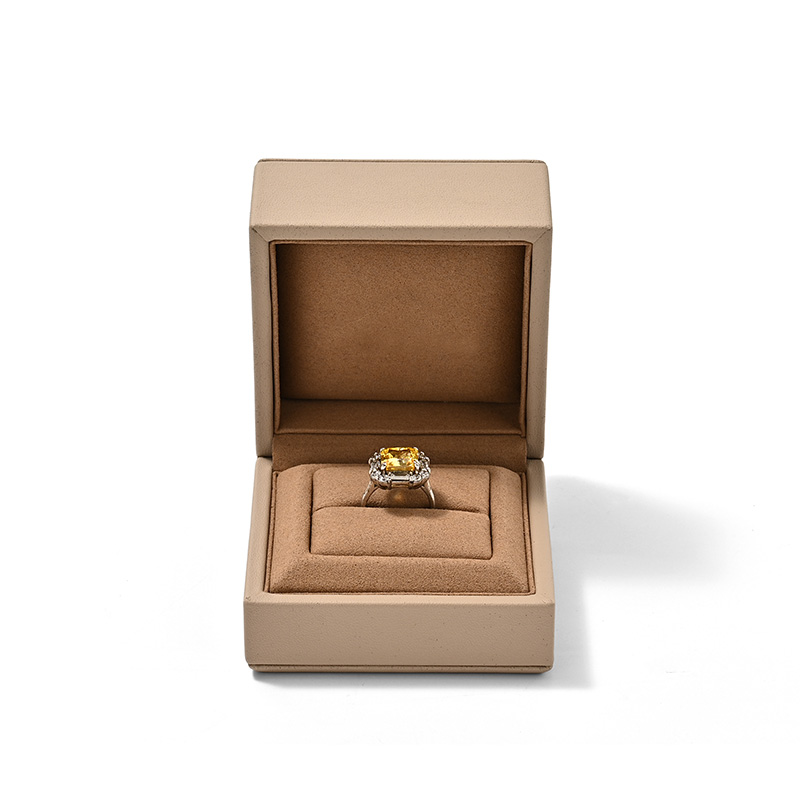 FANXI Custom Coffee Color PU Leather Microfiber Ring Box